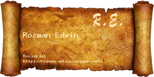 Rozman Edvin névjegykártya
